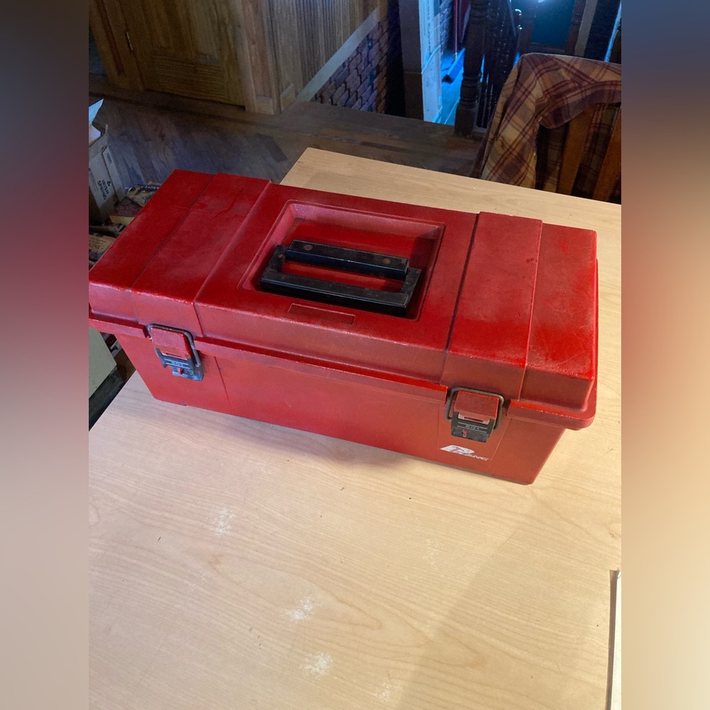 Vintage Red Plano model 601 tackle box with tray